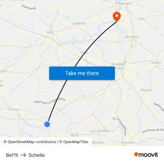 Bel?Il to Schelle map