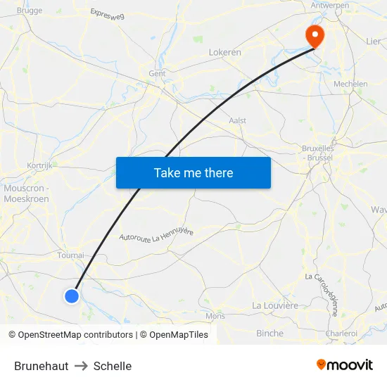 Brunehaut to Schelle map