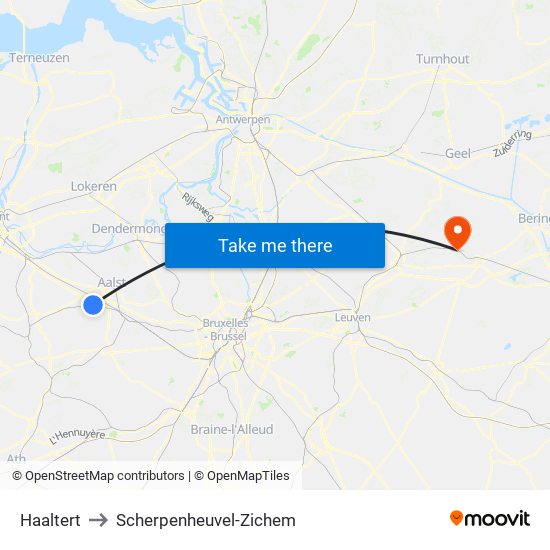 Haaltert to Scherpenheuvel-Zichem map