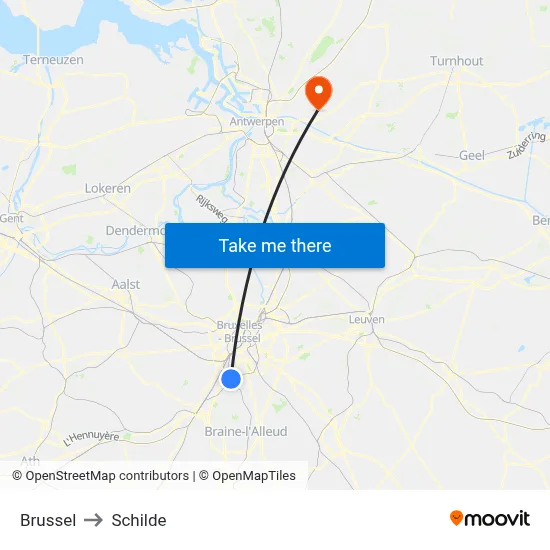 Brussel to Schilde map