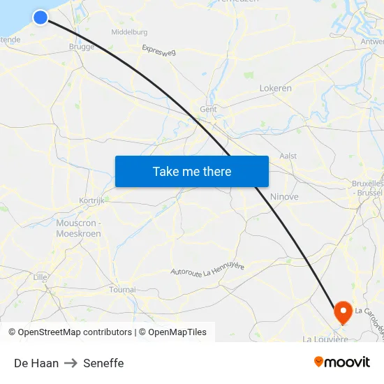 De Haan to Seneffe map
