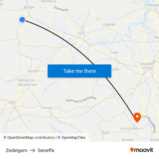 Zedelgem to Seneffe map