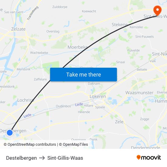 Destelbergen to Sint-Gillis-Waas map