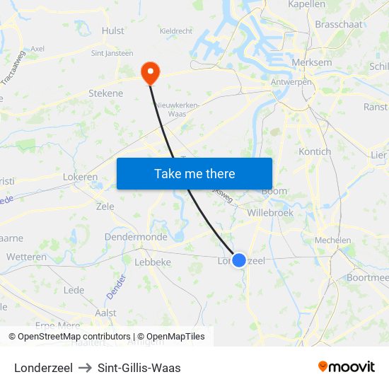 Londerzeel to Sint-Gillis-Waas map