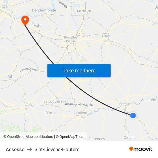 Assesse to Sint-Lievens-Houtem map