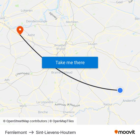 Fernlemont to Sint-Lievens-Houtem map