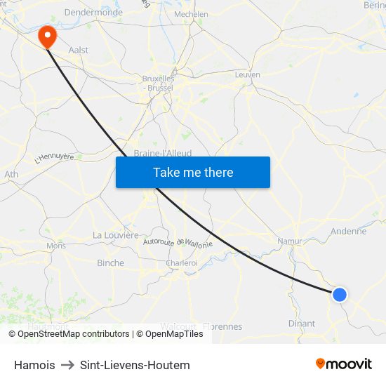 Hamois to Sint-Lievens-Houtem map