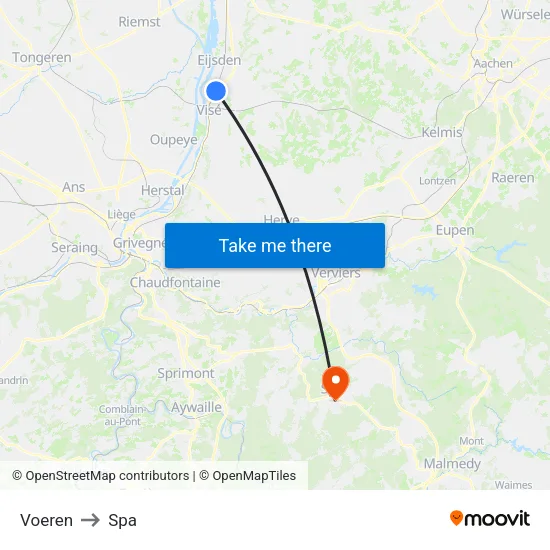 Voeren to Spa map