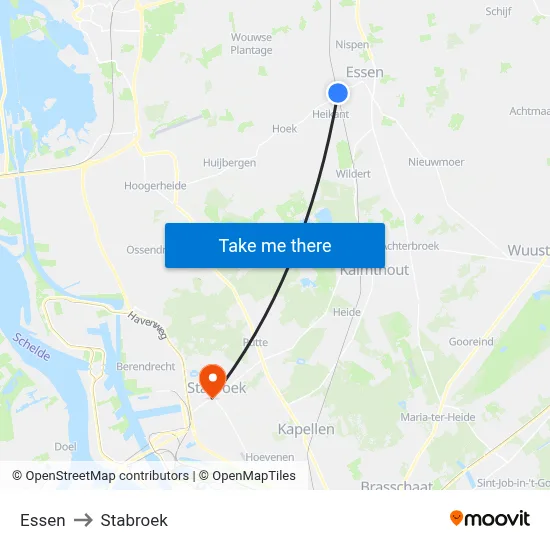 Essen to Stabroek map