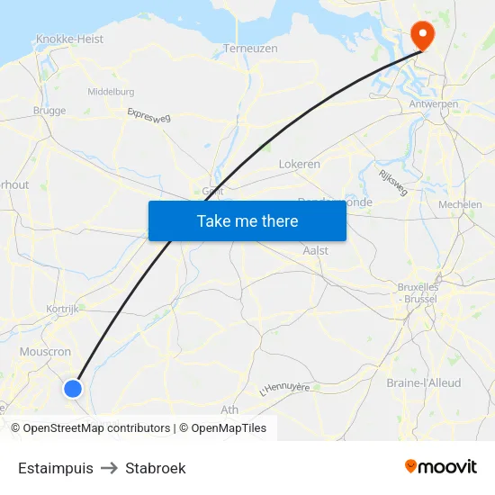 Estaimpuis to Stabroek map