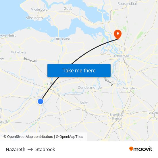 Nazareth to Stabroek map