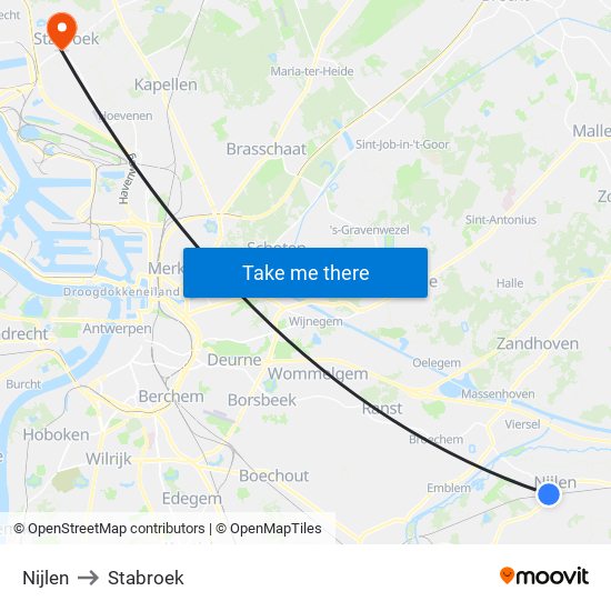 Nijlen to Stabroek map