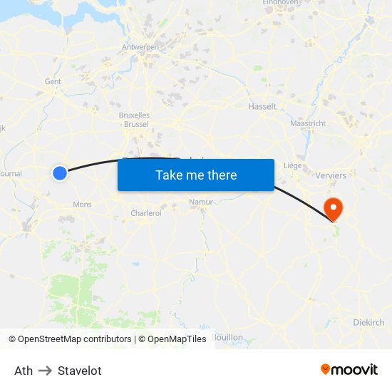 Ath to Stavelot map