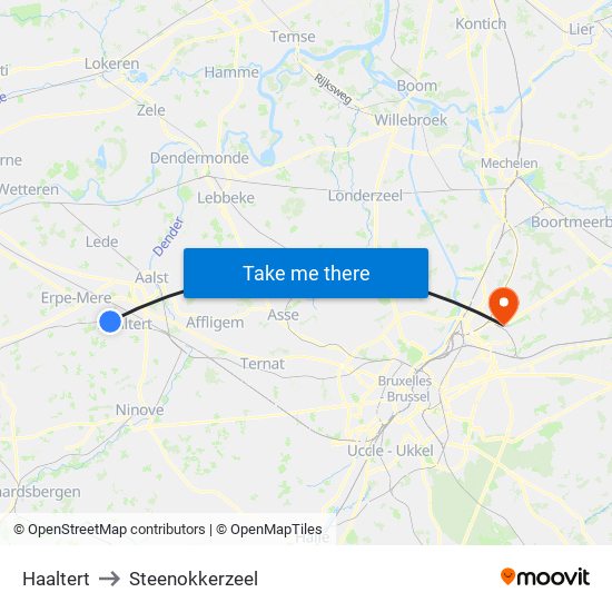 Haaltert to Steenokkerzeel map