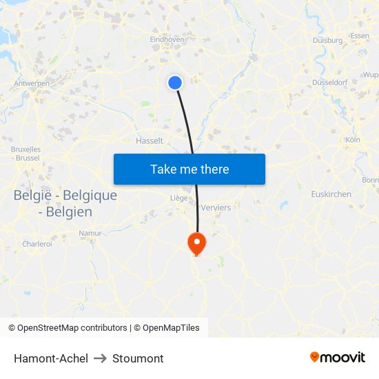 Hamont-Achel to Stoumont map