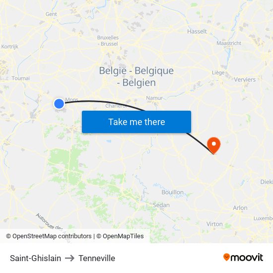 Saint-Ghislain to Tenneville map