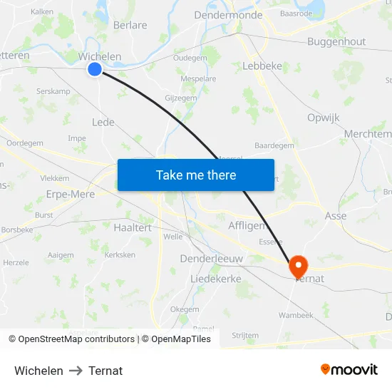 Wichelen to Ternat map
