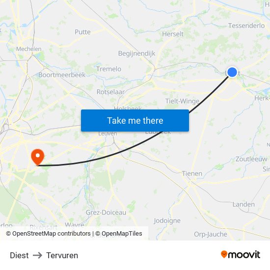 Diest to Tervuren map