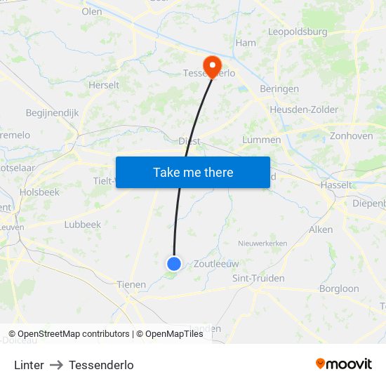 Linter to Tessenderlo map