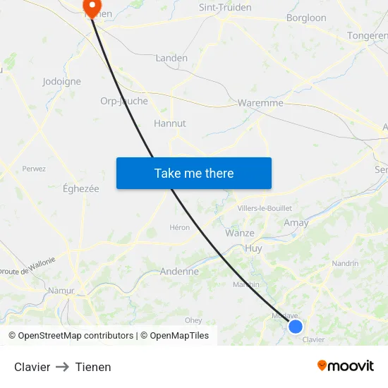 Clavier to Tienen map