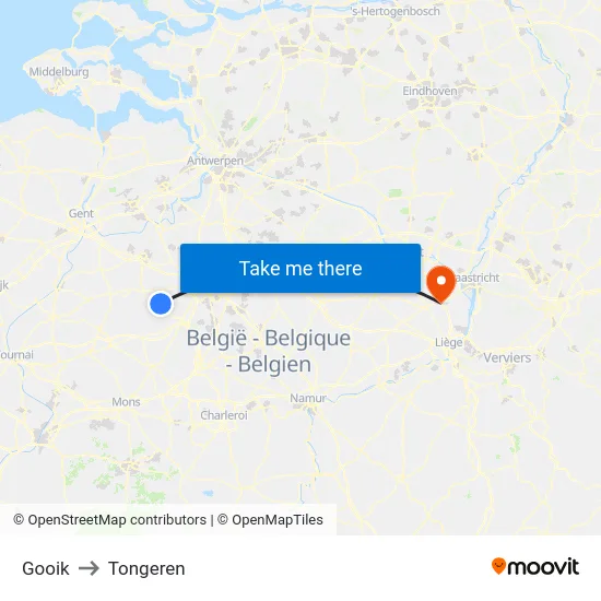 Gooik to Tongeren map