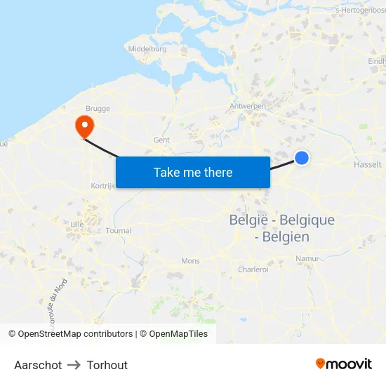 Aarschot to Torhout map