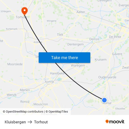 Kluisbergen to Torhout map
