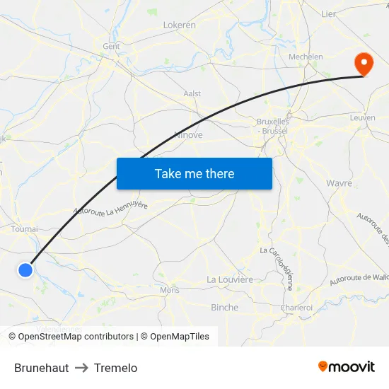 Brunehaut to Tremelo map