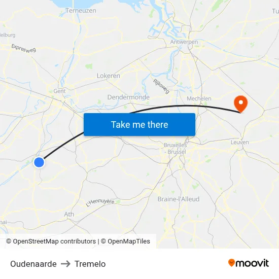 Oudenaarde to Tremelo map