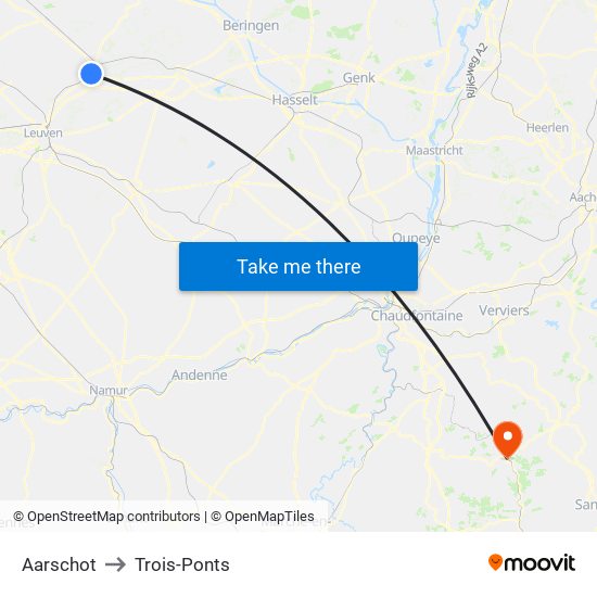 Aarschot to Trois-Ponts map