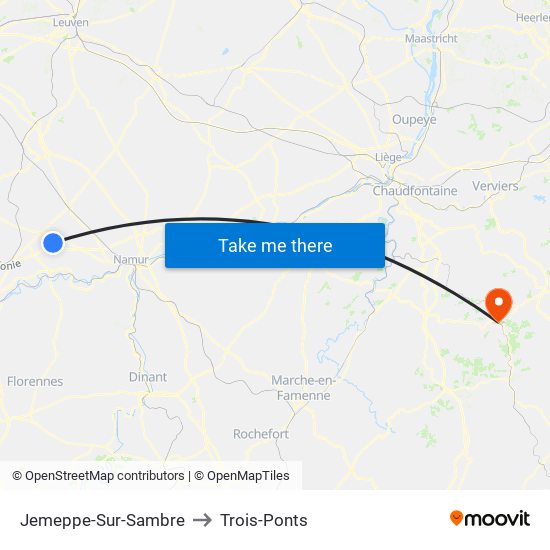 Jemeppe-Sur-Sambre to Trois-Ponts map