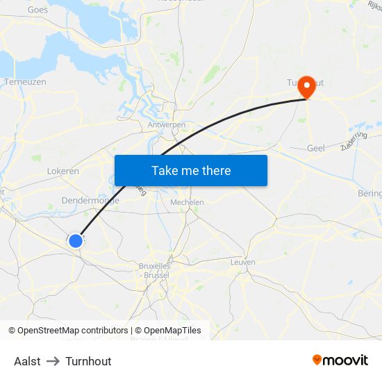 Aalst to Turnhout map