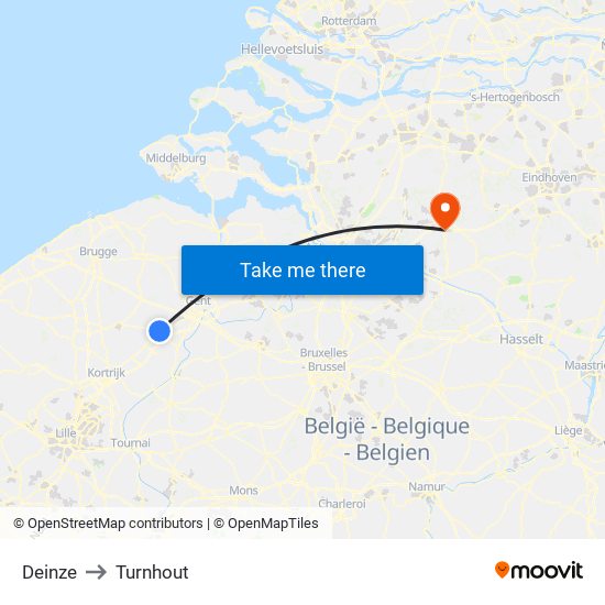 Deinze to Turnhout map