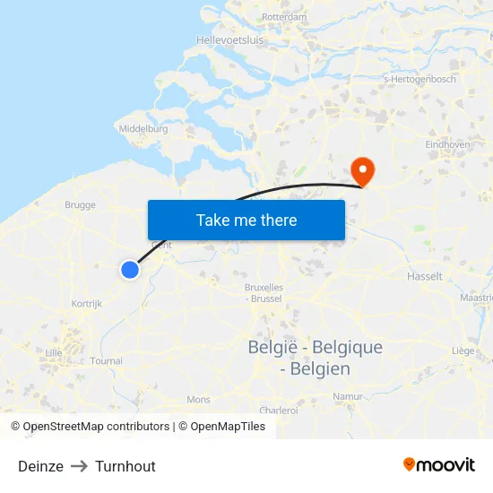 Deinze to Turnhout map
