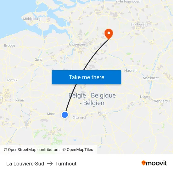 La Louvière-Sud to Turnhout map
