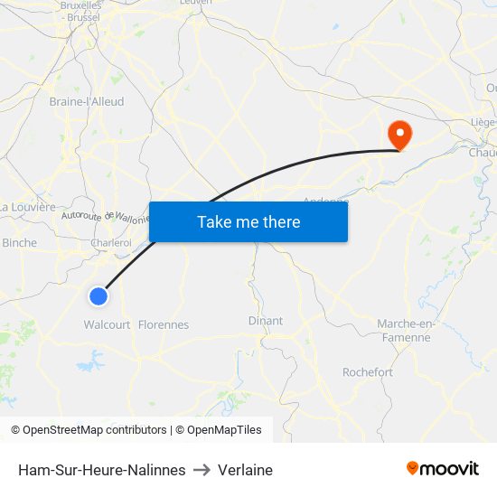 Ham-Sur-Heure-Nalinnes to Verlaine map