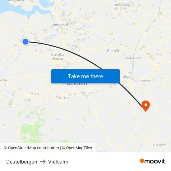 Destelbergen to Vielsalm map
