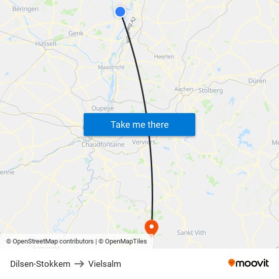 Dilsen-Stokkem to Vielsalm map