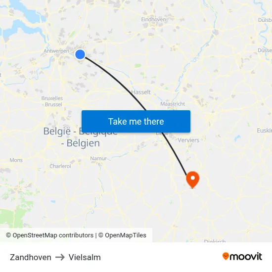 Zandhoven to Vielsalm map