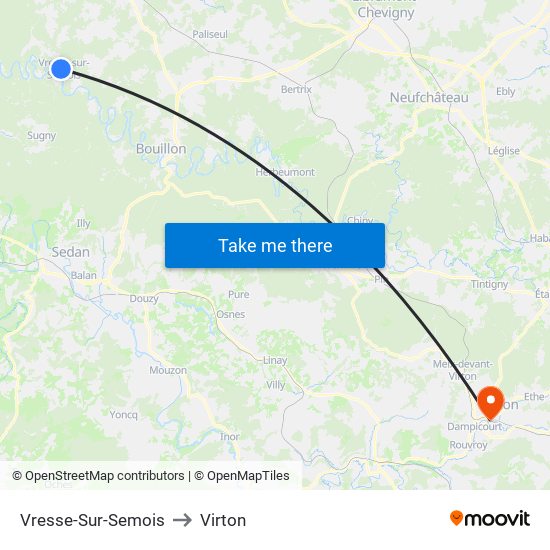 Vresse-Sur-Semois to Virton map