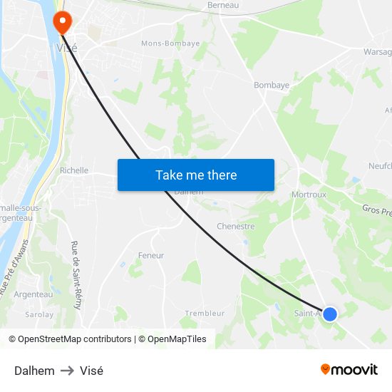 Dalhem to Visé map