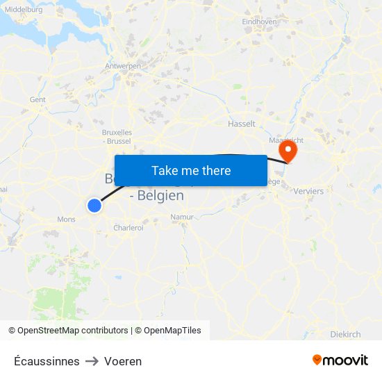 Écaussinnes to Voeren map