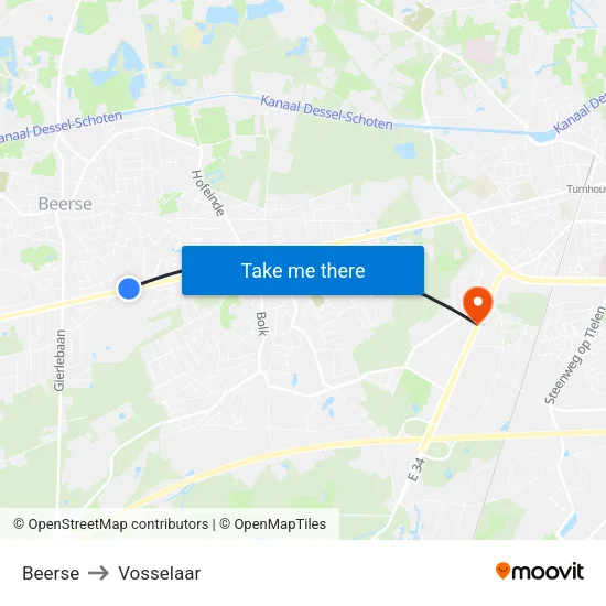 Beerse to Vosselaar map