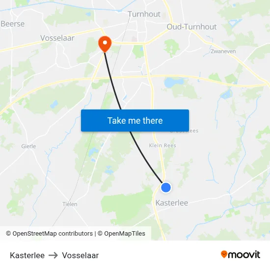 Kasterlee to Vosselaar map