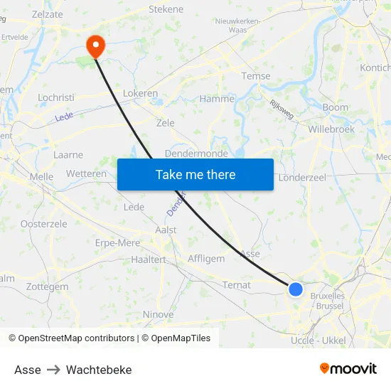 Asse to Wachtebeke map