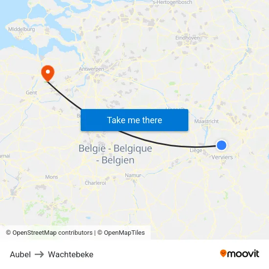 Aubel to Wachtebeke map