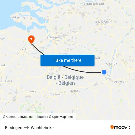 Bitsingen to Wachtebeke map