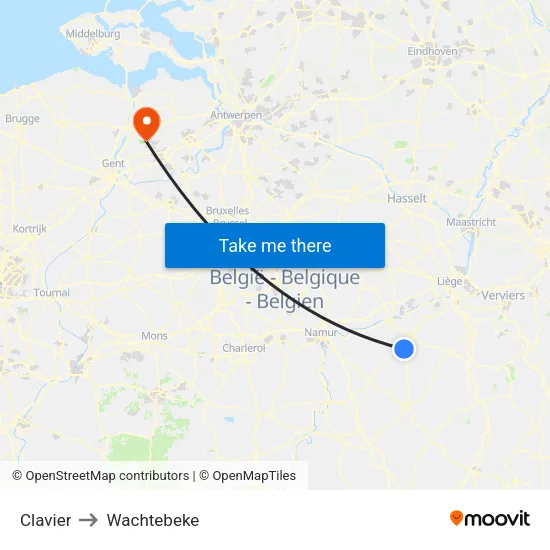 Clavier to Wachtebeke map