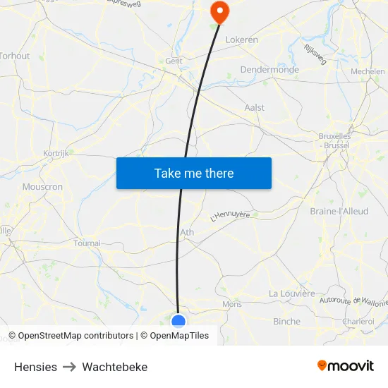 Hensies to Wachtebeke map