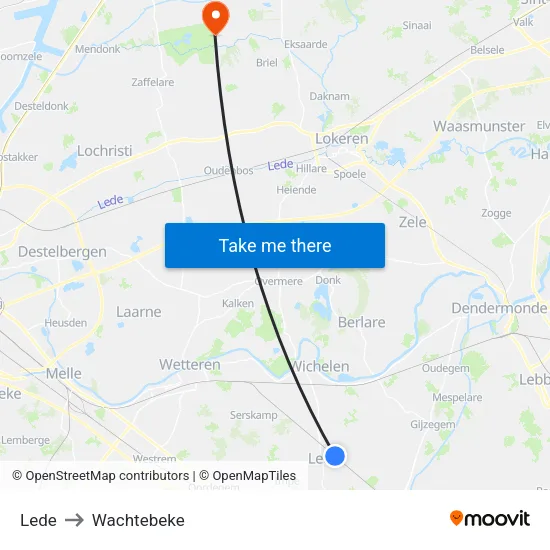 Lede to Wachtebeke map